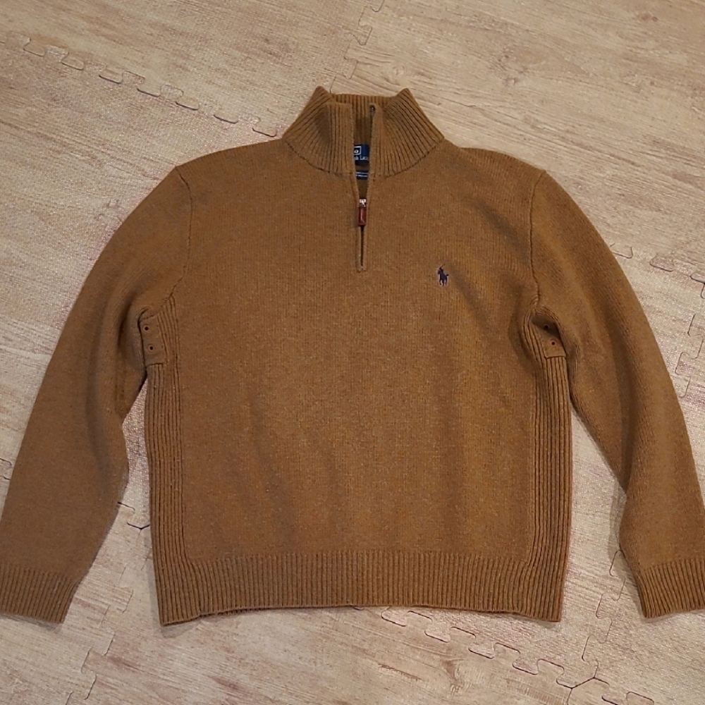Polo by Ralph Lauren Men's Tan Q Zip Sweater